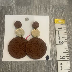 Brown and Gold Geometric Earrings